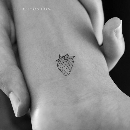 Tiny Strawberry Temporary Tattoo - Set of 3
