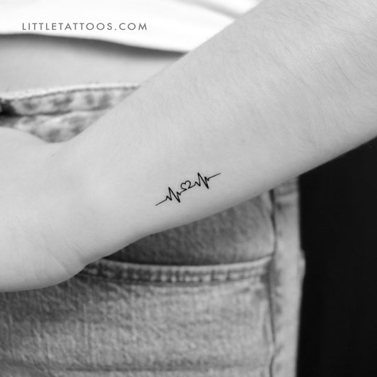 Little Heartbeat And Heart Temporary Tattoo - Set of 3