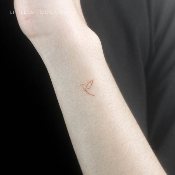 Tiny Red Hummingbird Temporary Tattoo - Set of 3