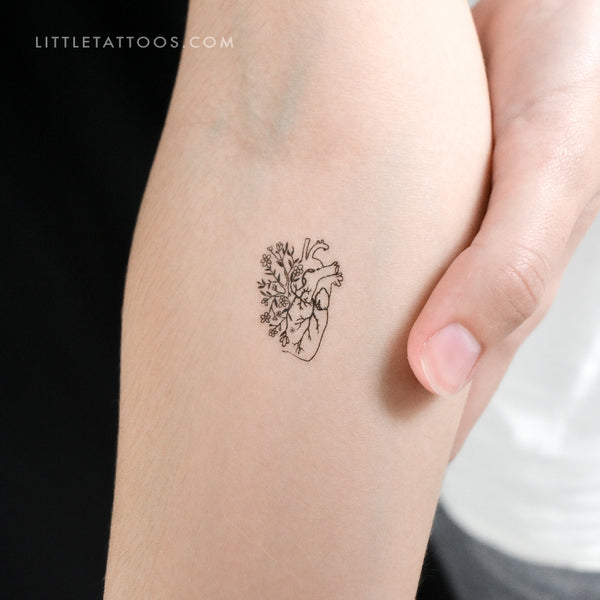 Flower Heart Temporary Tattoo - Set of 3