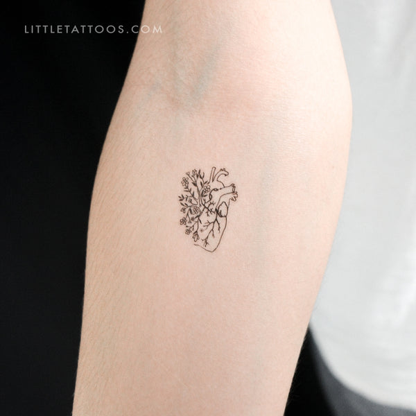 Flower Heart Temporary Tattoo - Set of 3