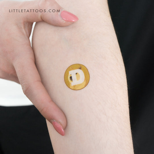 Dogecoin Logo Temporary Tattoo - Set of 3