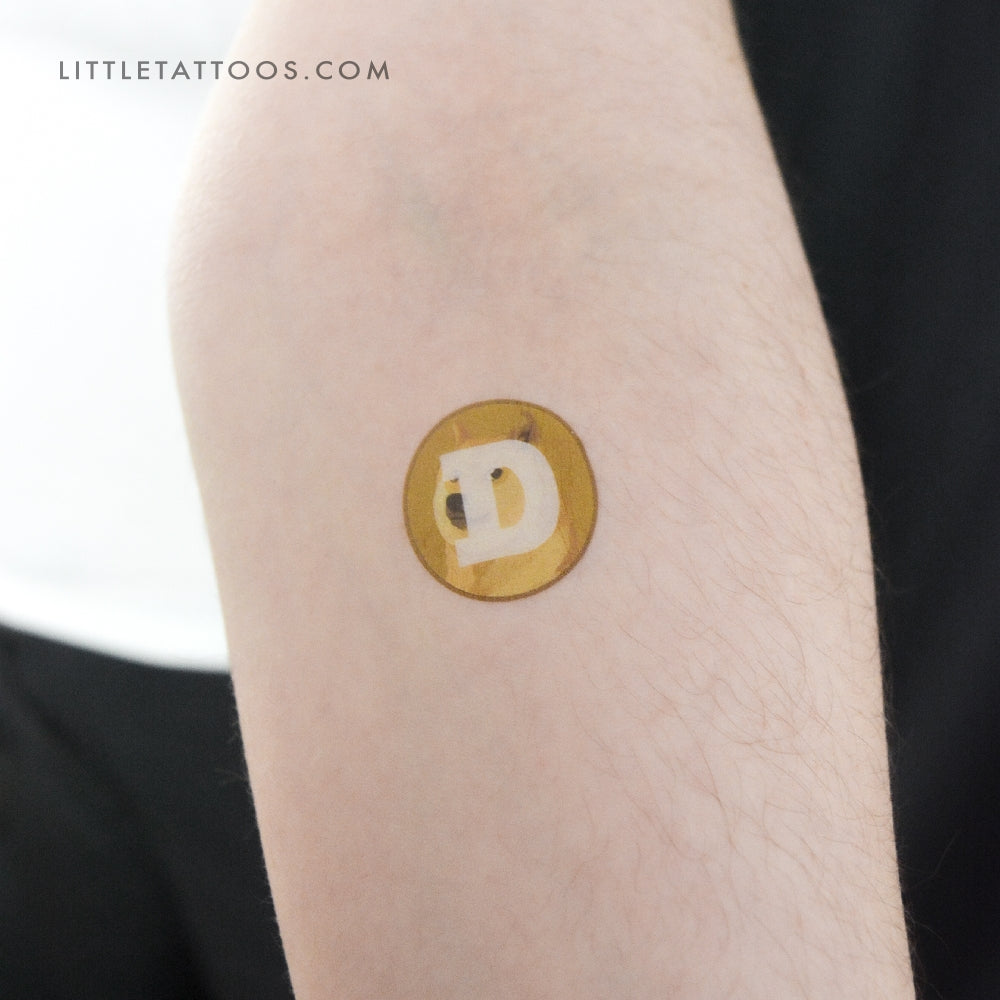 Dogecoin Logo Temporary Tattoo - Set of 3