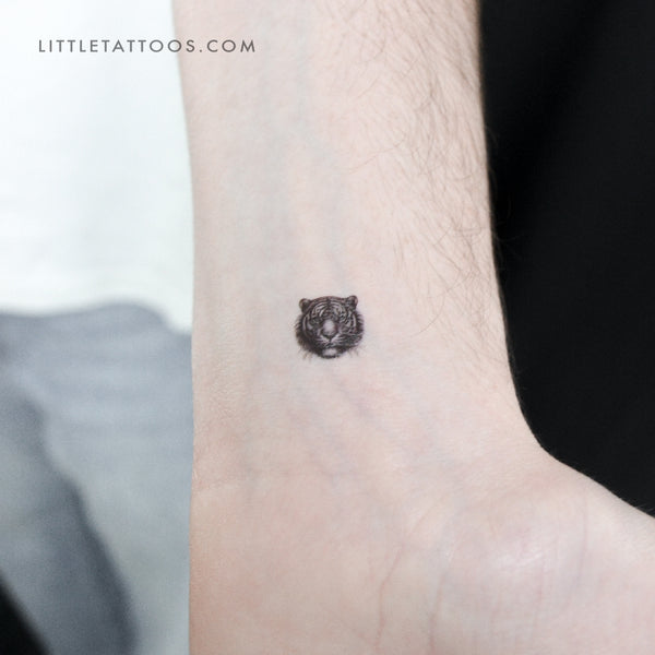 Tiny Tiger Portrait Temporary Tattoo - Set of 3
