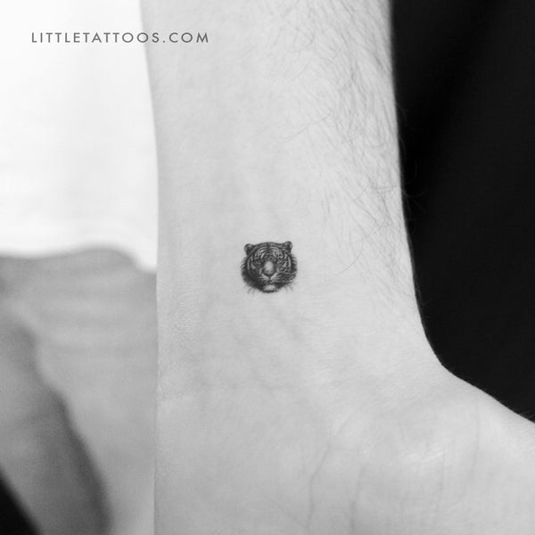 Tiny Tiger Portrait Temporary Tattoo - Set of 3