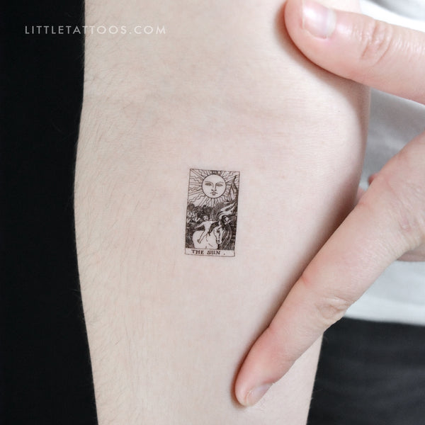 Little The Sun Tarot Card Temporary Tattoo - Set of 3