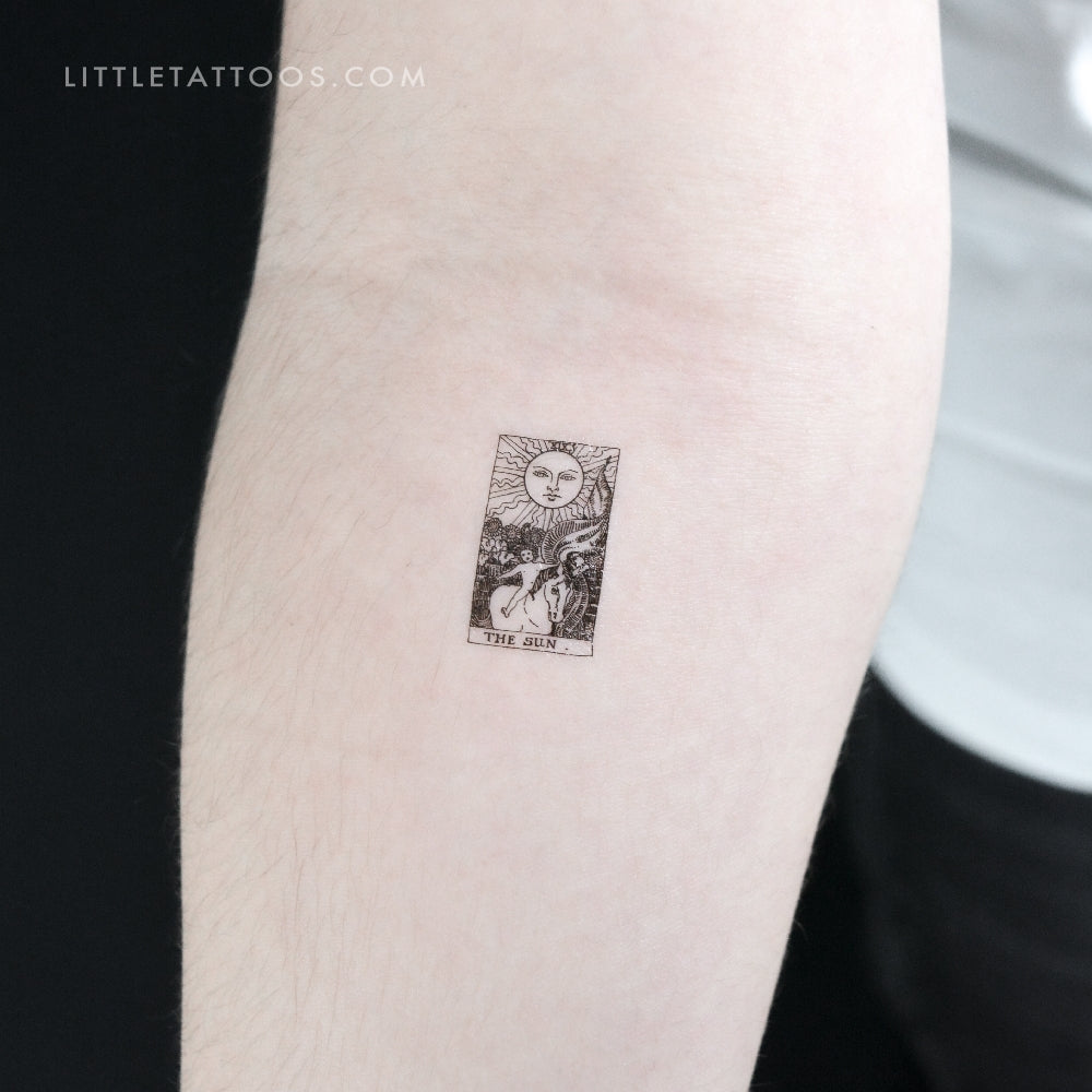 Tatuaje temporal de la carta del Tarot "El Sol" (juego de 3)