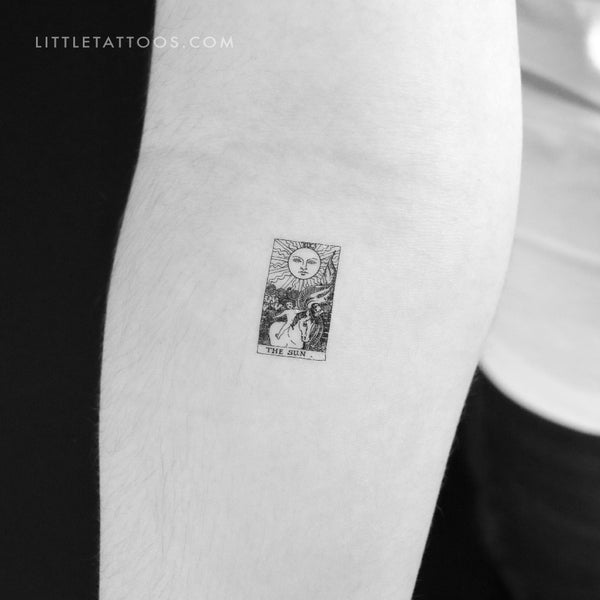 Little The Sun Tarot Card Temporary Tattoo - Set of 3
