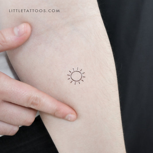 Tatuaje temporal de sol minimalista pequeño - Juego de 3