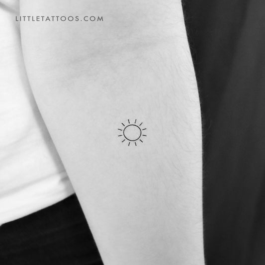 Tatuaje temporal de sol minimalista pequeño - Juego de 3
