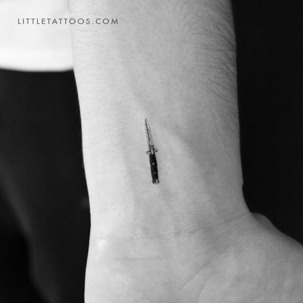 Stiletto Automatic Knife Temporary Tattoo - Set of 3