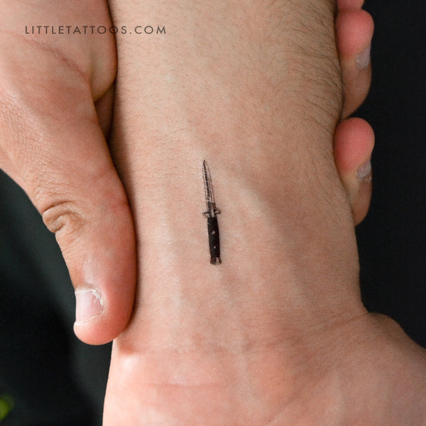 Stiletto Automatic Knife Temporary Tattoo - Set of 3