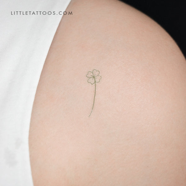 Green Four-Leaf Clover Temporary Tattoo - Set of 3