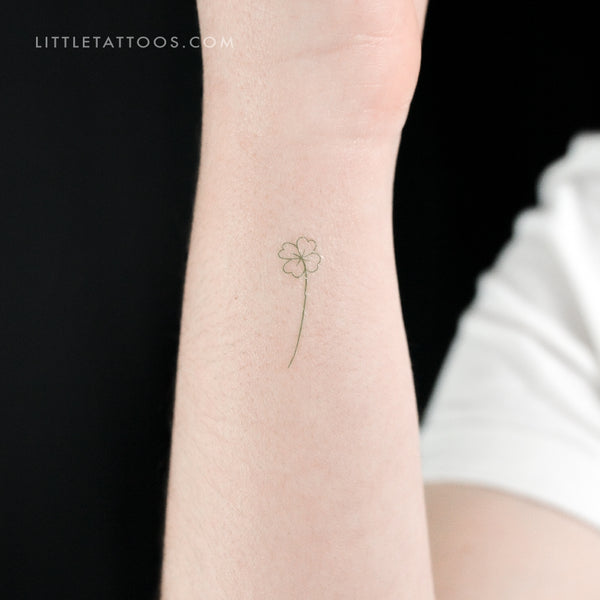 Green Four-Leaf Clover Temporary Tattoo - Set of 3