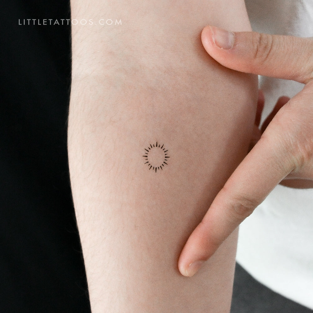 Minimal Sun Temporary Tattoo - Set of 3