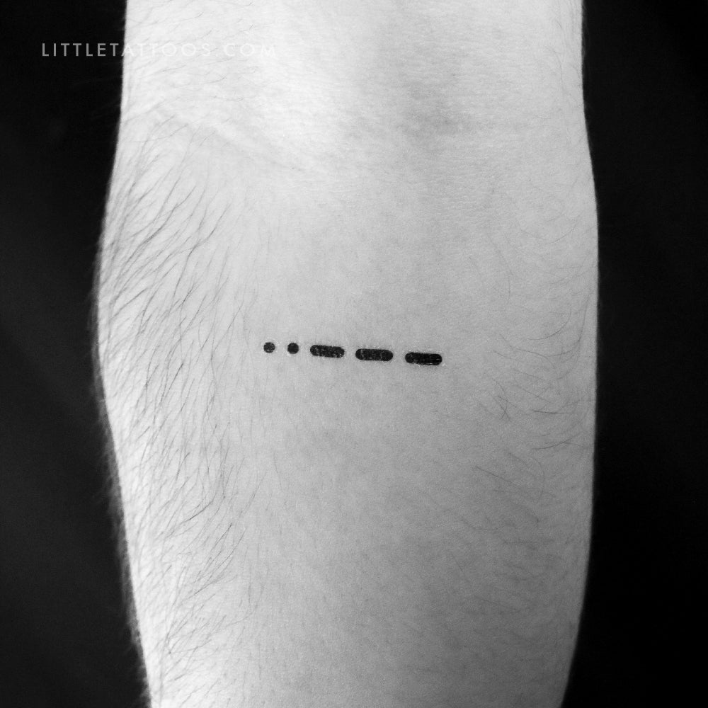 Morse Code 2 Temporary Tattoo - Set of 3
