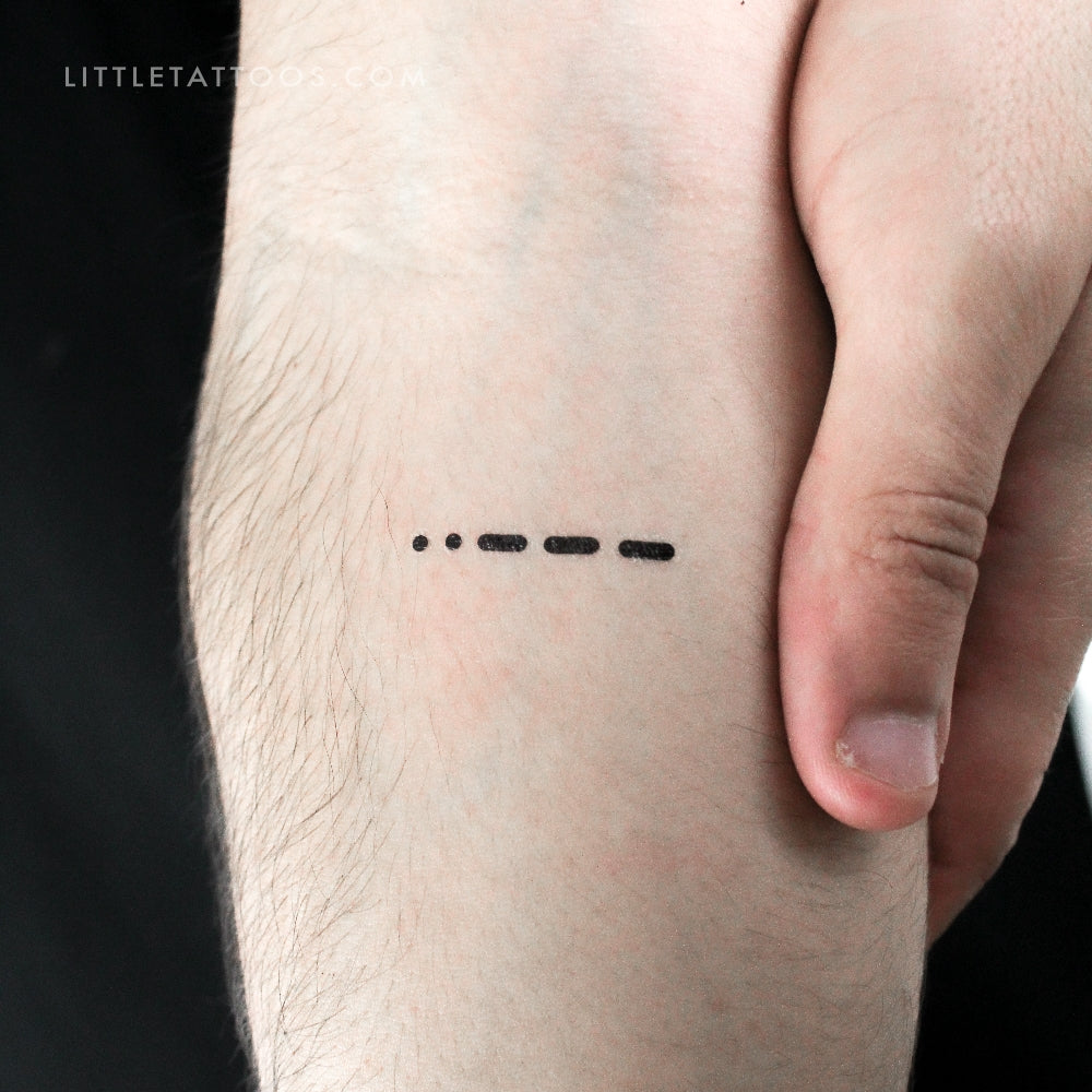 Morse Code 2 Temporary Tattoo - Set of 3