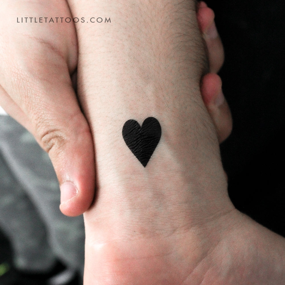 Tatuaje temporal de corazón negro - Juego de 3