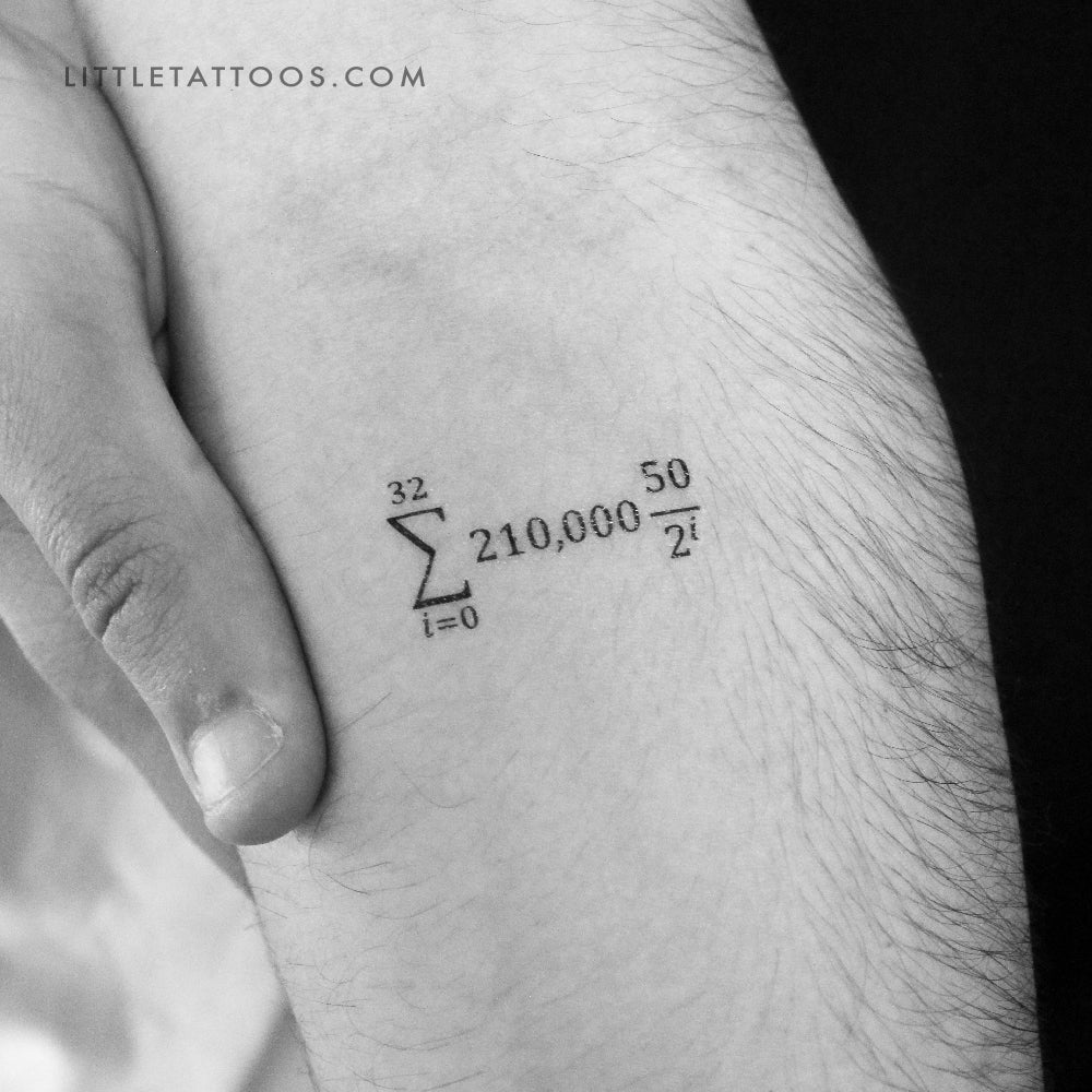 Bitcoin Supply Formula Temporary Tattoo - Set of 3