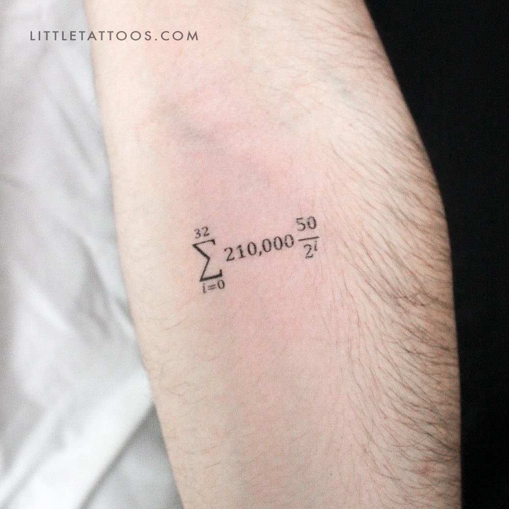 Bitcoin Supply Formula Temporary Tattoo - Set of 3
