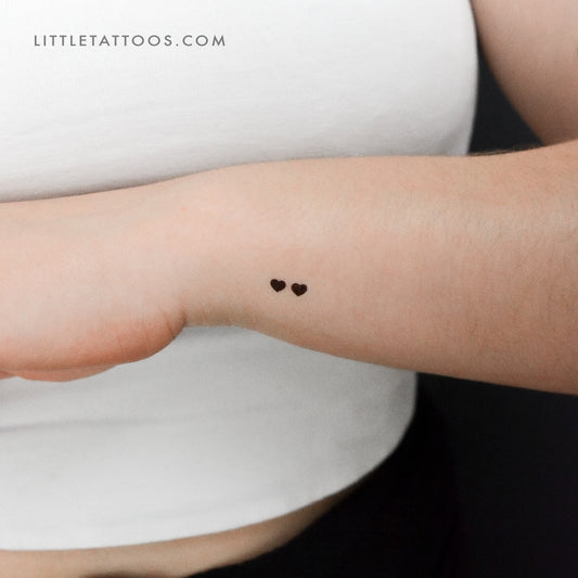 Two Horizontal Black Hearts Temporary Tattoo - Set of 3
