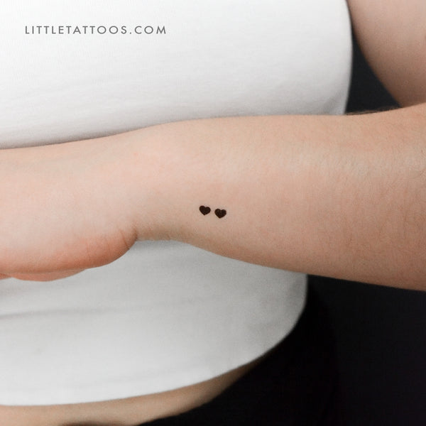 Two Horizontal Black Hearts Temporary Tattoo - Set of 3