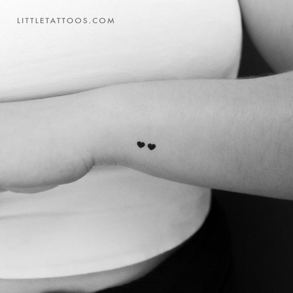 Two Horizontal Black Hearts Temporary Tattoo - Set of 3