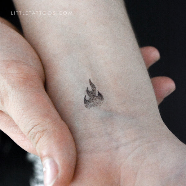 Dotwork Fire Temporary Tattoo - Set of 3