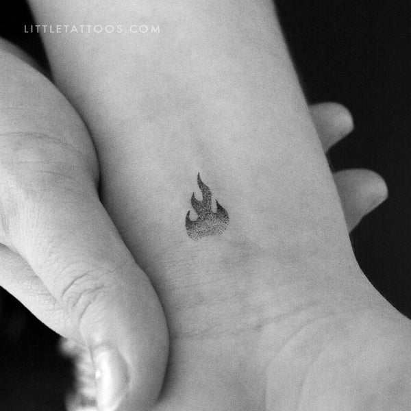 Dotwork Fire Temporary Tattoo - Set of 3