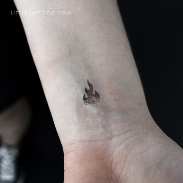 Dotwork Fire Temporary Tattoo - Set of 3