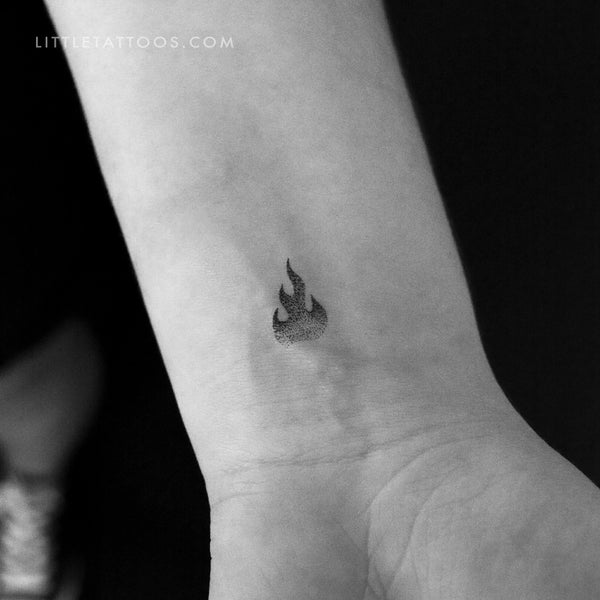 Dotwork Fire Temporary Tattoo - Set of 3