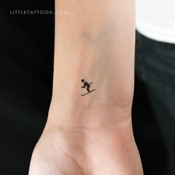 Skier Temporary Tattoo - Set of 3