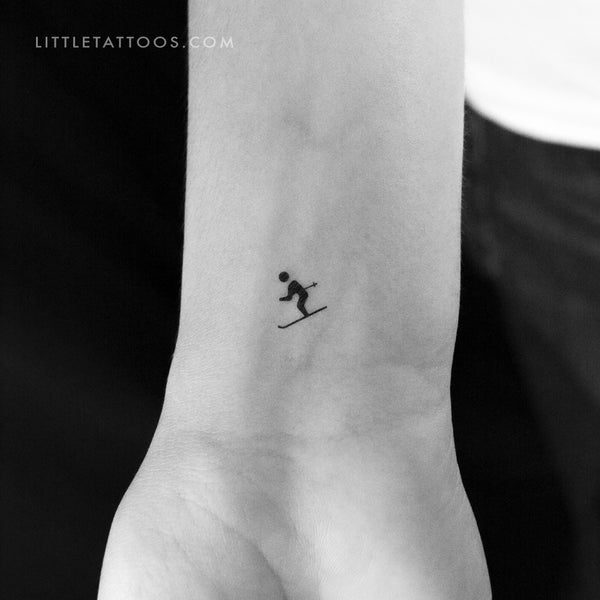 Skier Temporary Tattoo - Set of 3