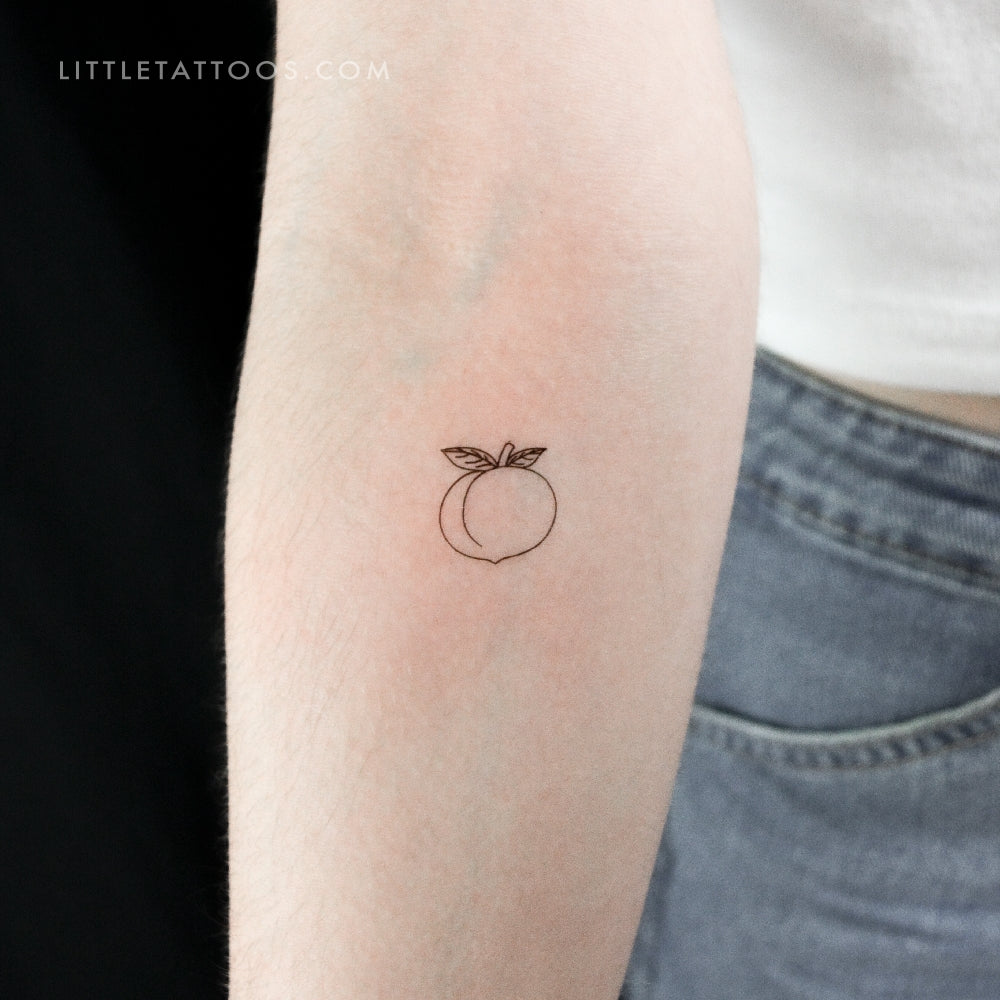 Tatuaje temporal de melocotón de línea fina - Juego de 3
