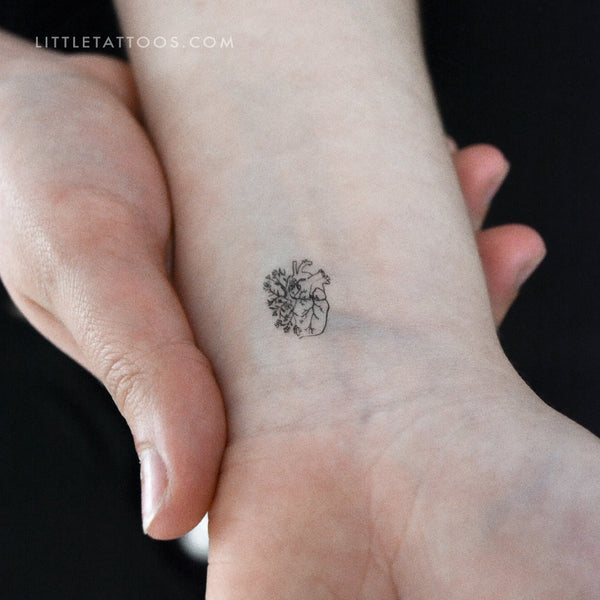 Tiny Flower Heart Temporary Tattoo - Set of 3