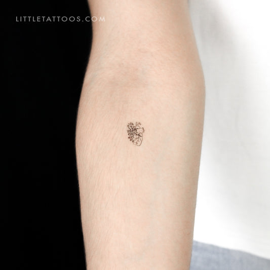 Tatuaje temporal de corazón con flor pequeña (juego de 3)