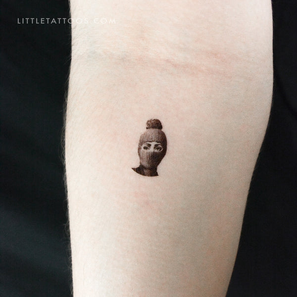 Woman With Balaclava Temporary Tattoo - Set of 3