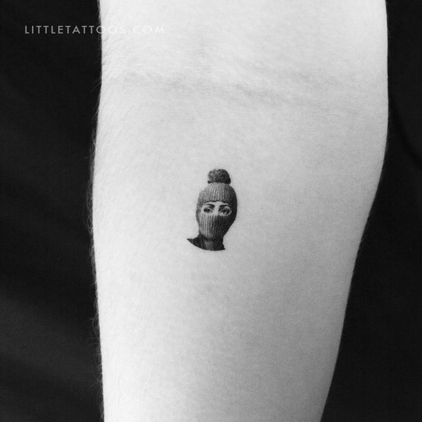 Woman With Balaclava Temporary Tattoo - Set of 3
