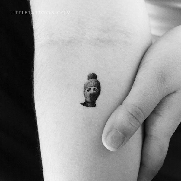 Woman With Balaclava Temporary Tattoo - Set of 3