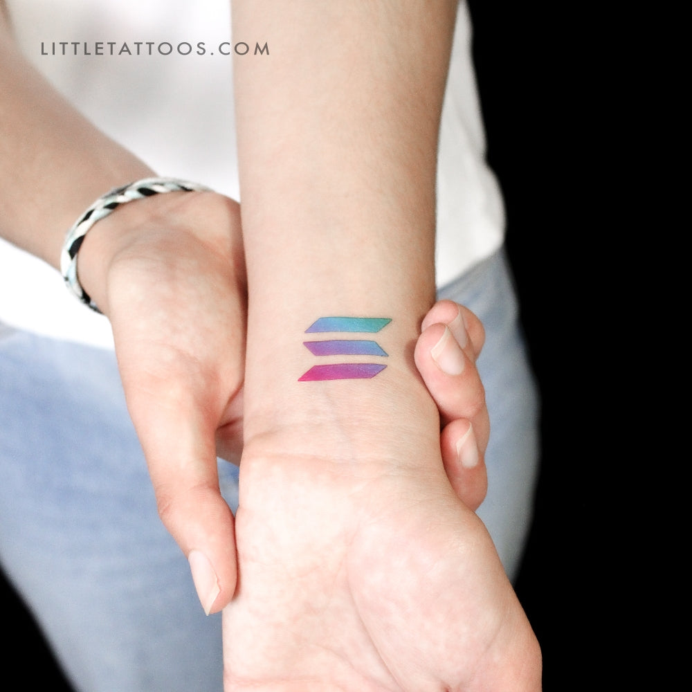 Solana SOL Logo Temporary Tattoo - Set of 3