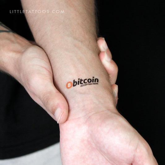 Tatuaje temporal "Aquí se acepta Bitcoin" (juego de 3)