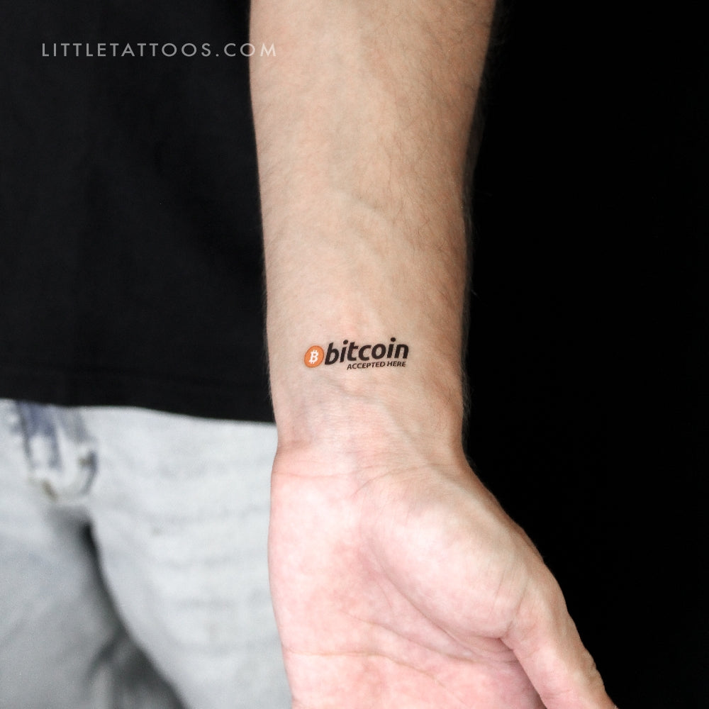 Tatuaje temporal "Aquí se acepta Bitcoin" (juego de 3)