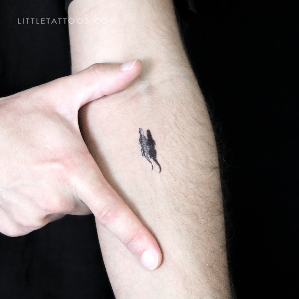 Alligator And Shadow Temporary Tattoo - Set of 3