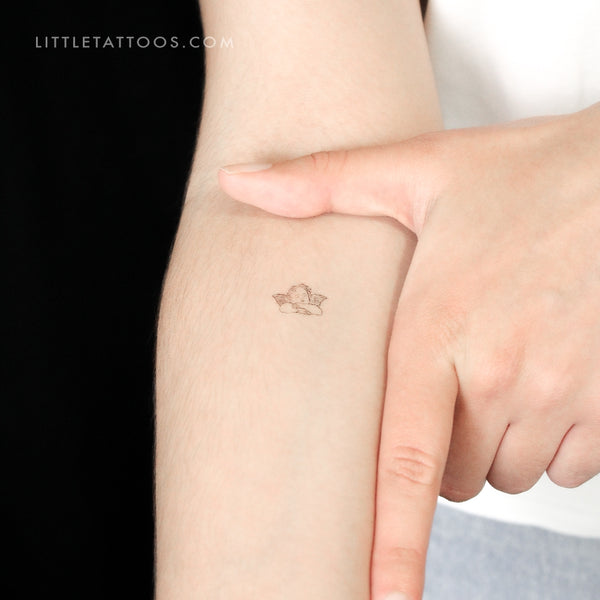 Tiny Sleeping Cherub Temporary Tattoo - Set of 3