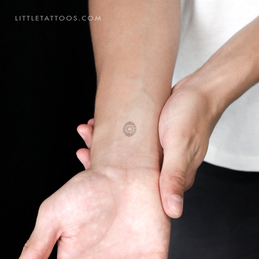 Oval Shining Sun Temporary Tattoo - Set of 3