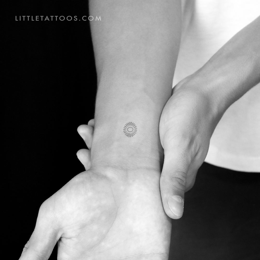 Oval Shining Sun Temporary Tattoo - Set of 3