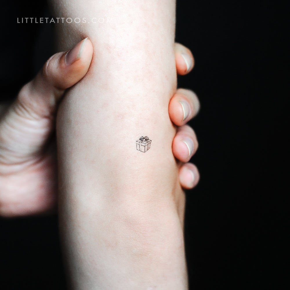 Tiny Gift Box Temporary Tattoo - Set of 3