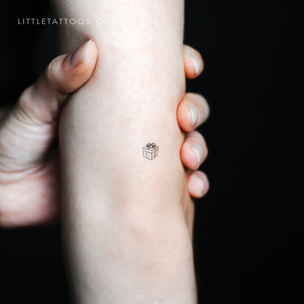 Tiny Gift Box Temporary Tattoo - Set of 3