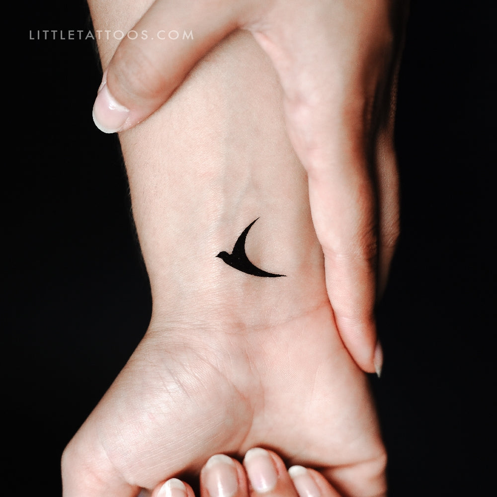 Tatuaje temporal minimalista de colibrí negro (juego de 3)