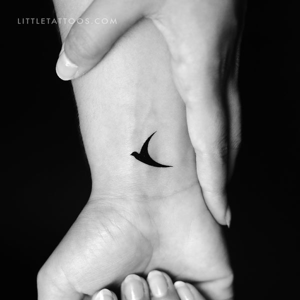 Minimal Black Hummingbird Temporary Tattoo - Set of 3